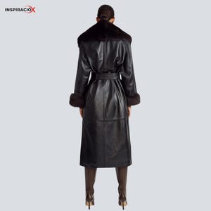 long luxury leather coat women