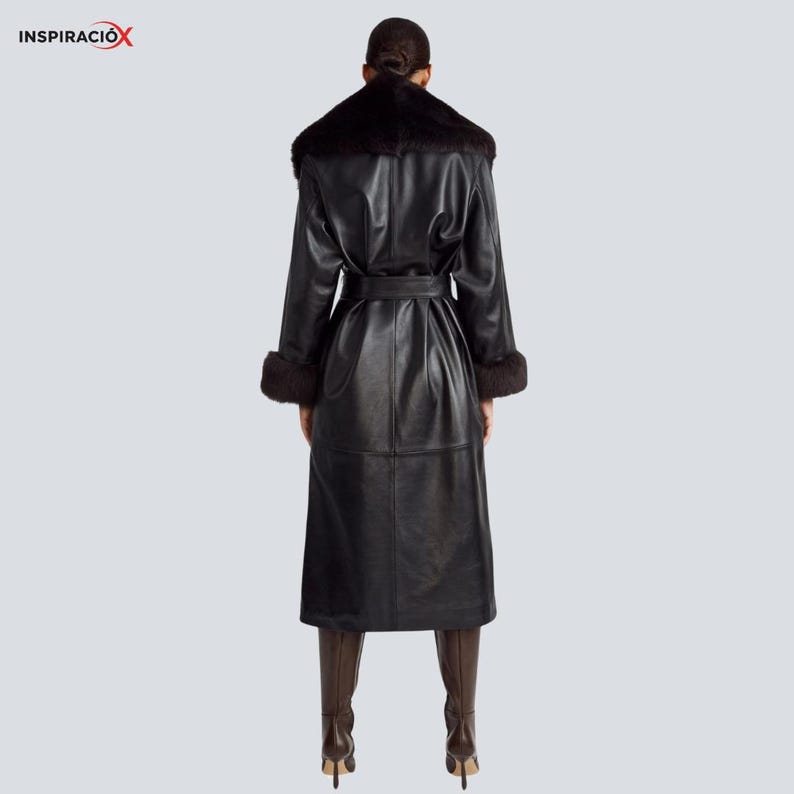 long luxury leather coat women