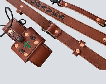 Handmade Leather Radio Strap – Custom Radio Sling with Holder