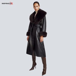 belted leather winter coat
