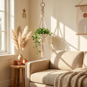 Macrame Plant Hanger Boho Hanging Planter Indoor Plant Holder Minimalist Bohemian Home Decor