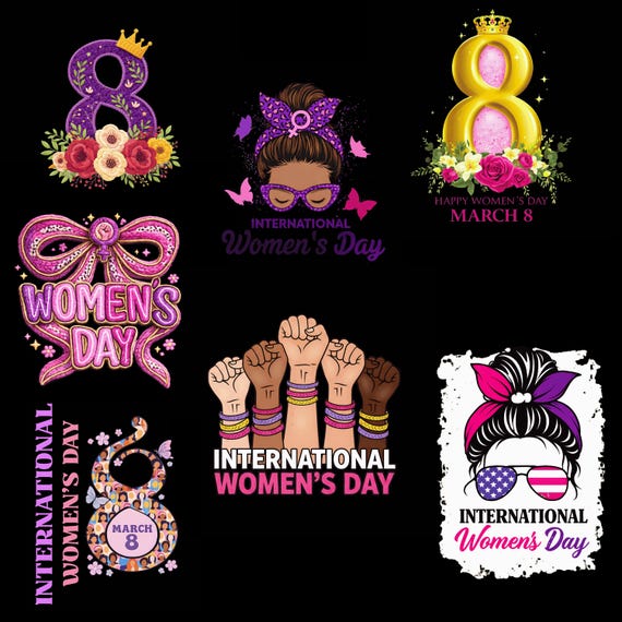Womens Day PNG Bundle, Feminist Clipart, Shirt Designs (Digital Download)
