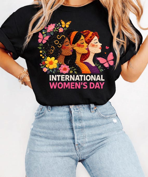 Faux Crochet International Women's Day PNG | Floral Women Illustration (Digital Download)