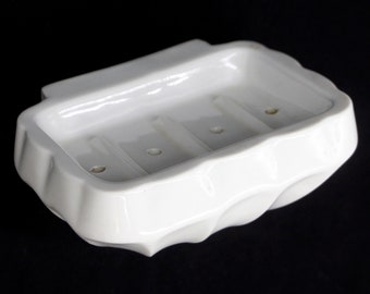 Vintage European Samaritaine White Ceramic Soap Dish