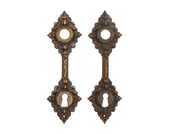 Pair of Antique Bronze European French Passage Door Back Plates