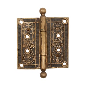 Antique 4.5 x 4.5 Ball Tipped Bronze Victorian Butt Door Hinge