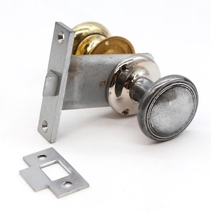 Vintage Round Brass & Nickel Plated Passage Door Knob Set