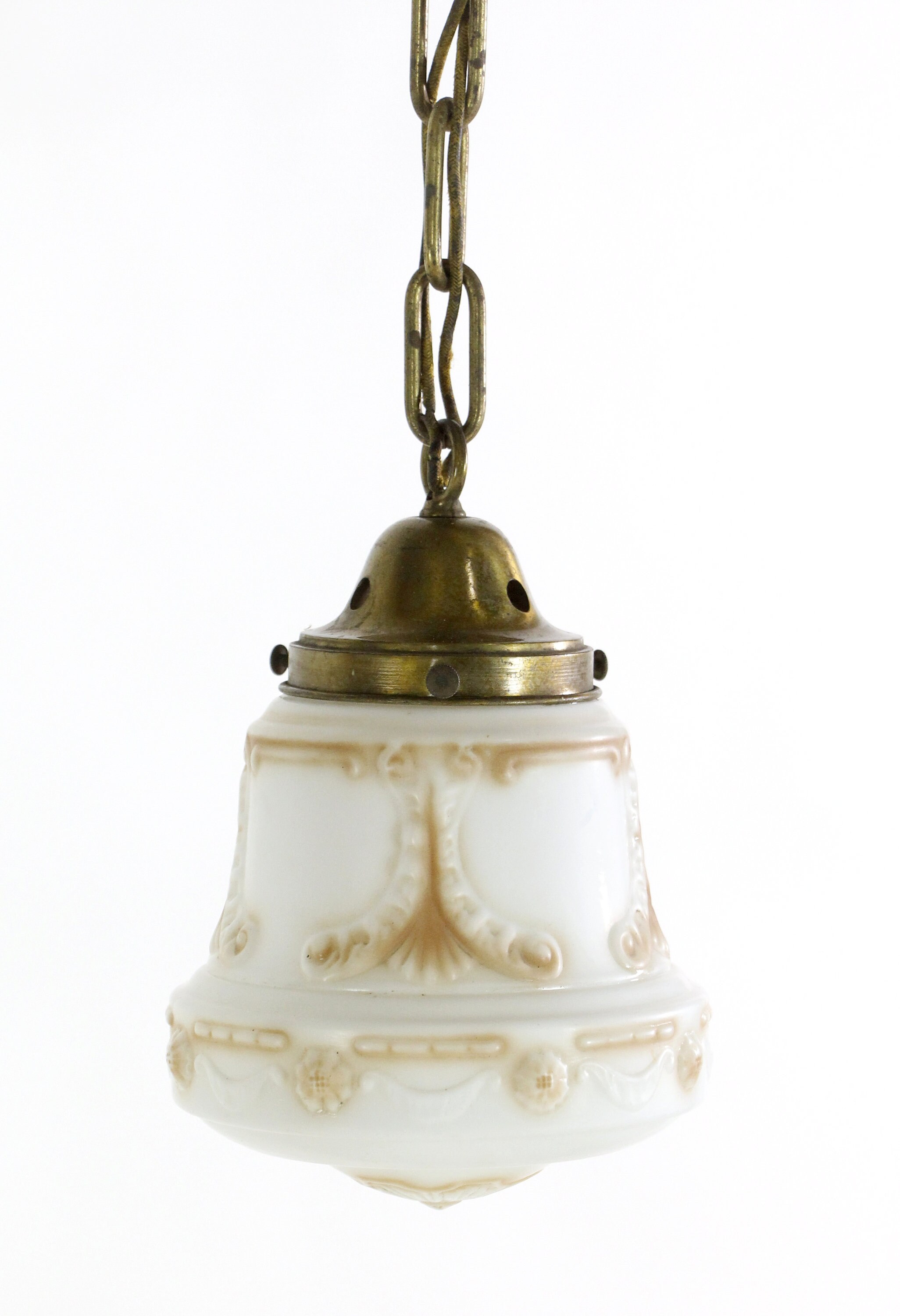 Hand Painted 1910s Victorian Cast Glass Vestibule Pendant Light - Etsy