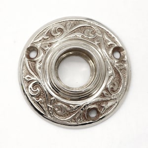 Victorian Solid Cast 2 in. Nickel Plated Door Rosette