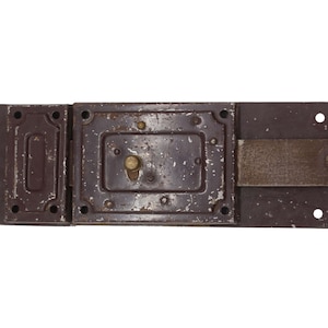 Vintage Steel Brown Painted Door Lock with Brass Buttons