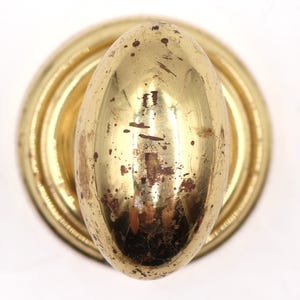 Vintage Oval Polished Brass Dummy Door Knob Set