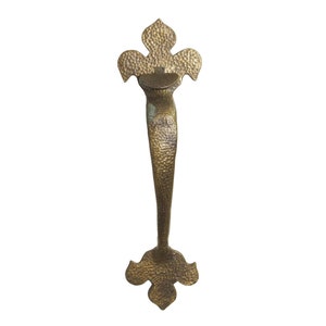 Antique 11.5 in. Arts & Crafts Fleur de Lis Bronze Door Pull