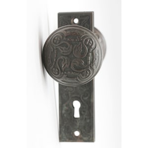Antique 1880s Taylor & Boggis Bronze Door Knob Set