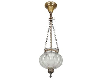 Antique 8 in. Clear Crystal Onion Bell Jar Pendant Light