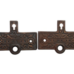 Antique Pair of 3 in. H Victorian Cast Iron Door Back Plates