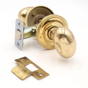 Reclaimed Cast Brass Oval Passage Door Knob Set with Lock