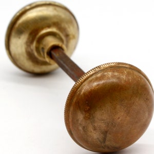 Pair of Vintage Patina Round Brass Passage Door Knobs