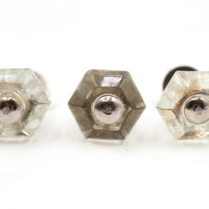 Vintage 0.875 in. Hexagon Glass Cabinet Drawer Knob Set