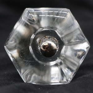 1.625 in. Vintage Hexagon Glass Drawer Cabinet Knob