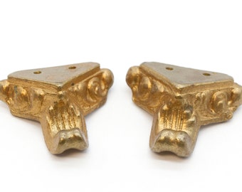 Coppia di piedini per mobili in ottone vintage da 1,375 pollici H