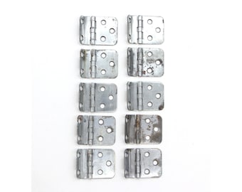 Set of 10 Vintage Steel Offset Cabinet Hinges