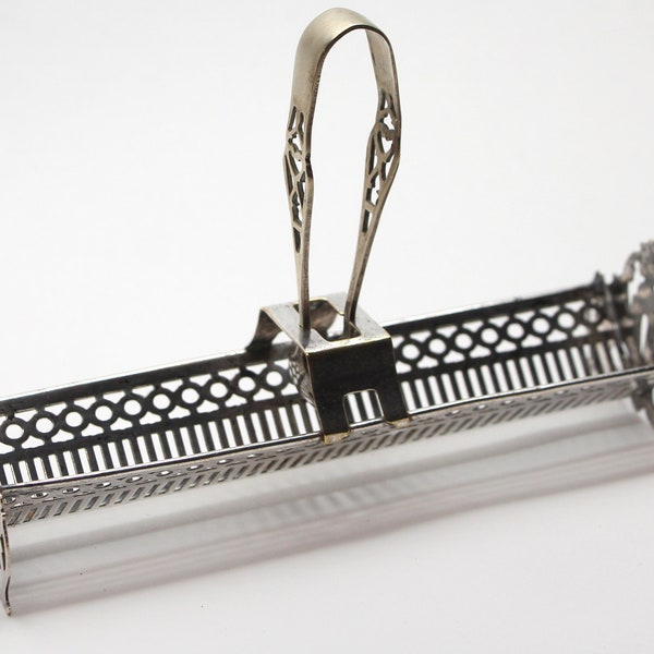 Vintage Silver Sugar Cube Tray with Tongs