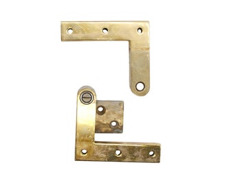 Pair of 3.75 in. Left Polished Brass Swinging Door Pivot Hinges