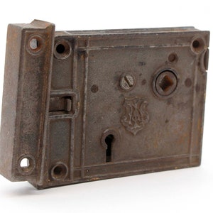 Antique Black Cast Iron Rim Door Lock