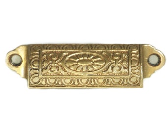 Antique 3.625 in. Eastlake Polished Bronze Bin Drawer Pull