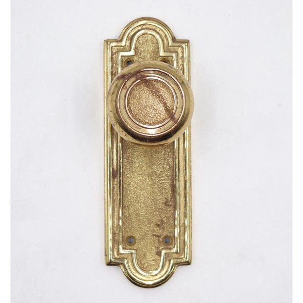 Art Deco Cast Brass Dummy Door Knob Set