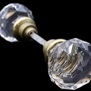 Pair of Faceted Collectors Antique Cut Glass Doorknobs