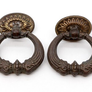 Pair of Vintage 2.75 in. Victorian Brass Ring Furniture Pulls