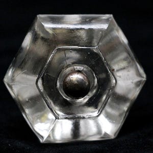 1.5 in. Vintage Hexagon Glass Drawer Cabinet Knob