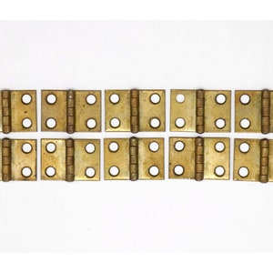 Conjunto de 10 dobradiças de topo de aço 0,75 x 1,125 banhadas em latão