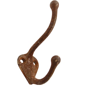 Cast Iron Double Arm Wall Hook with Rusted Patina
