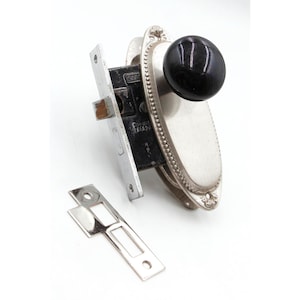 Black Ceramic Knob & Nickeled Brass Privacy Door Knob Set