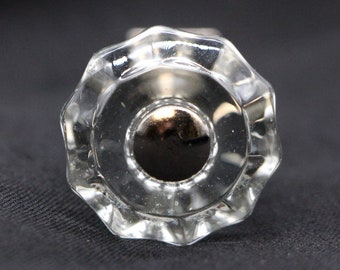 Vintage 1 inch gefacetteerde glazen ladekastknop