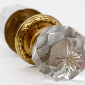 Set di pomelli per porta in vetro trasparente sfaccettato vintage con rosette