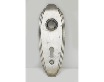 Vintage 5 inch Art Deco achterplaat van vernikkeld messing voor deuren.
