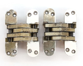 Pair of 5.5 in. Nickeled Brass SOSS Invisible Door Hinges