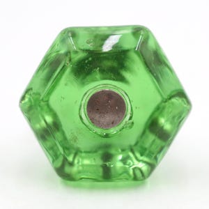 Vintage 1.375 in. Hexagon Green Glass Cabinet Knob