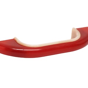 Vintage 3,625 tums röd och vit plastbrohandtag från mitten av århundradet