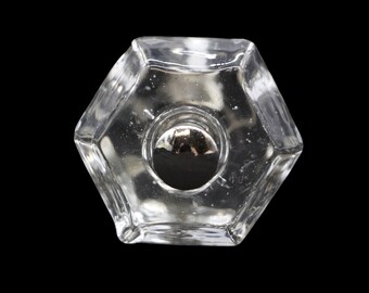 Perilla de gabinete de cajón hexagonal de vidrio vintage de 1,125 pulgadas