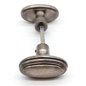 Pair of Nickeled Cast Brass Concentric Oval Door Knobs
