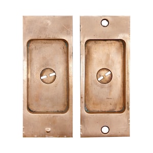 Pair of Antique 5 in. Classic Polished Brass Pocket Door Pulls