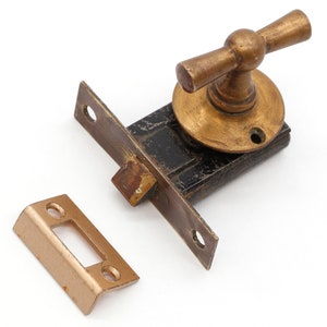 Vintage Traditional Brass T Handle Left Swing Door Latch