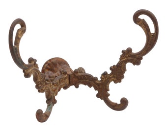 Antique French Double Arm Cast Iron Hall Tree Wall Hook
