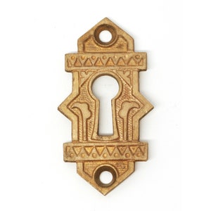 Antique 2.375 in. Polished Eastlake Brass Door Keyhole Cover Plate