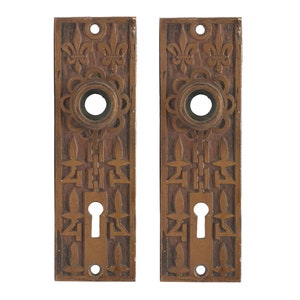 Pair of Antique 5.125 in. Bronze Mallory Wheeler Door Back Plates