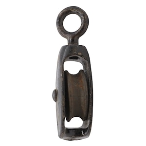 Antique Single Wheel Black Cast Iron Pulley